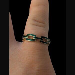 Jennifer Zenner Jewelry Carmine 18k Gold Plated 925 Sterling Silver Green Size 6